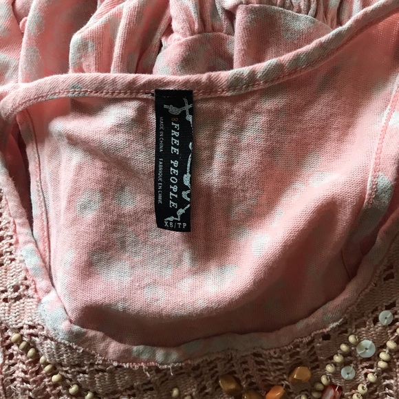 Free People Beaded Crochet Pink/White Tank Top - Picture 7 of 7